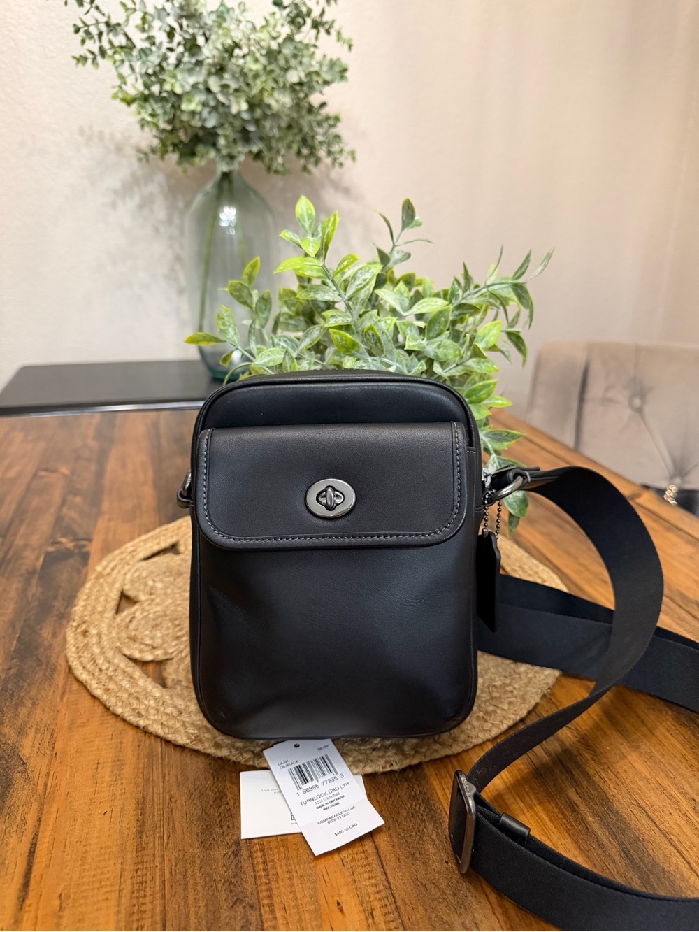 Coach Black Leather Crossbody Turn-Lock Pouch - Picture 10 of 11